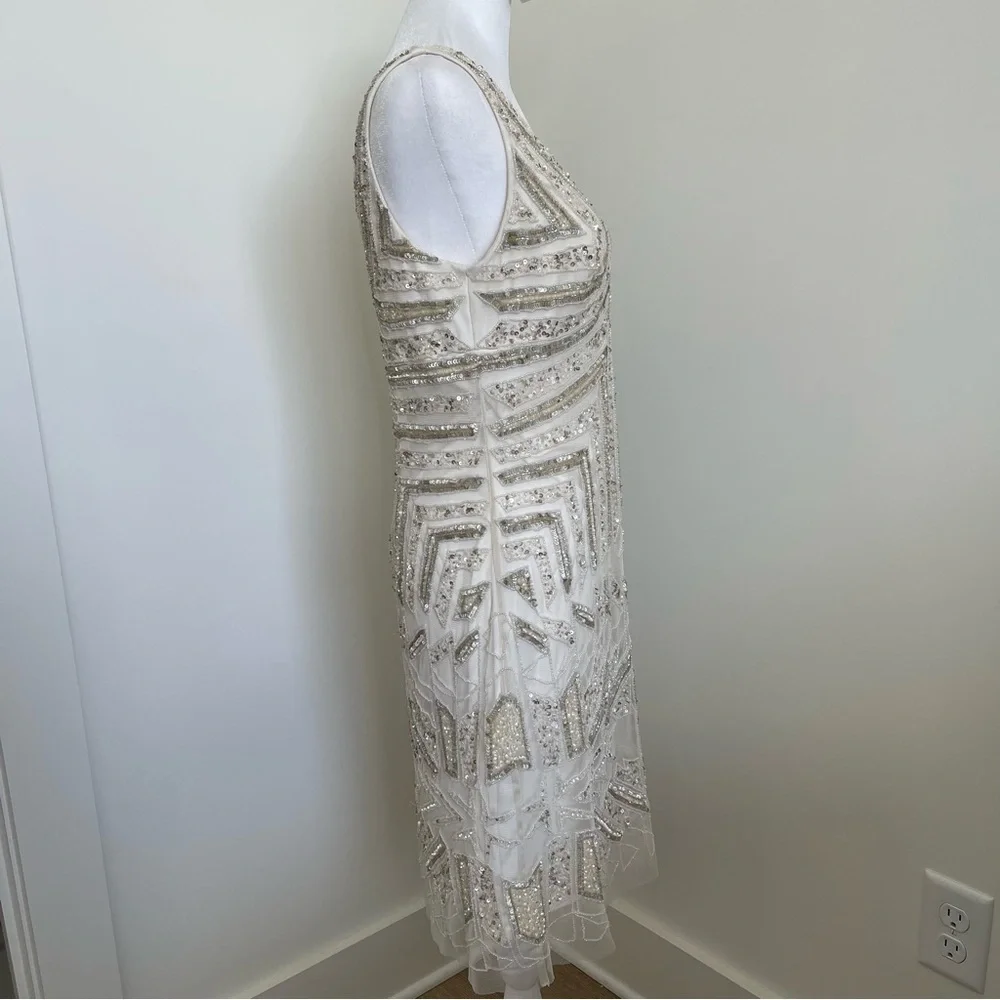 Adrianna Papell Beaded V-Neck Sheath Dress Size 8 NEW - Picture 4 of 15